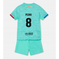 Camisa de Futebol Barcelona Pedri Gonzalez #8 Equipamento Alternativo Infantil 2023-24 Manga Curta (+ Calças curtas)